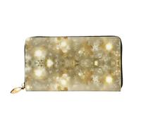 CKGODGF Cartera larga de piel con estampado navideño de seda dorada para hombres y mujeres con cremallera, adecuada para viajes