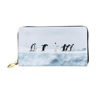 CKGODGF Carteras de piel con estampado de pingüinos en el iceberg para mujer, tarjeteros, con cierre de cremallera, para viajes