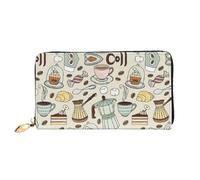 CKGODGF Coffee and Sweets - Cartera larga de piel con estampado de chocolate y azúcar para hombres y mujeres con cremallera, adecuada para viajes