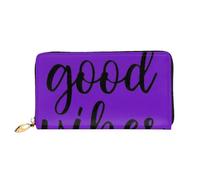 CKGODGF Good Vibes Only - Cartera larga de cuero para hombres y mujeres con cremallera, adecuada para viajes