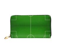CKGODGF Green Grass Field Soccer Playground The Ball Print - Cartera larga de cuero para hombres y mujeres con cremallera, adecuada para viajes
