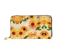 CKGODGF Hermosas carteras de piel con estampado de girasoles para mujer, tarjeteros, con cierre de cremallera, para viajes