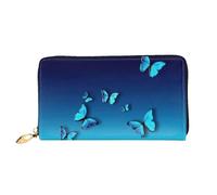 CKGODGF Hermosas carteras de piel con estampado de mariposa azul para mujer, tarjeteros, con cierre de cremallera, para viajes