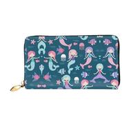 CKGODGF Hermosas carteras de piel con estampado de sirena para mujer, tarjeteros, con cierre de cremallera, para viajes
