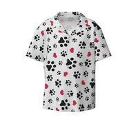 CKGODGF Love Cat Paw Heart Puppy Foot Print - Camisa de manga corta para hombre, con botones, para verano, playa, casual, holgada, camisas de vestir, Negro, S