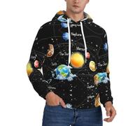 CKGODGF Planets Stars And Milky Way Galaxy Print - Sudadera de forro polar para hombre, sudadera cálida de invierno, sudadera con capucha de moda, Negro, 4XL