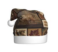 CKGODGF Sombrero de Navidad con estampado retro de animales salvajes, moderno y único, sombrero de Papá Noel, sombrero clásico de felpa para fiesta de Año Nuevo