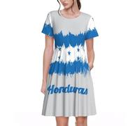 CKGODGF Vestido de verano de manga corta con estampado de la bandera de Honduras azul, casual, elegante y cómodo para varias ocasiones, Negro, M