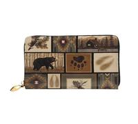 CKGODGF Wild Animals - Cartera larga de piel con estampado retro de granja para hombres y mujeres con cremallera, adecuada para viajes