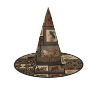 CKGODGF Wild Animals Retro Farmhouse Print Wizard, accesorios de disfraz de mago, sombrero completo de Halloween, adecuado para juegos de rol, 1 pieza