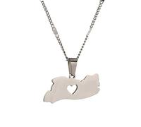 Ckieosh Collar Colgante Mapa - Moda El Salvador Mapa Colgante Collar Mujeres Hombres Simple Hip Hop Mapa De El Salvador Cadena Fina Joyería Fiesta De Cumpleaños Regalo,Blanco