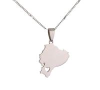 Ckieosh Collar Colgante Mapa - Pulido Clásico Mapa De Ecuador Collares Pendientes Encanto Unisex Hip Hop Ecuatoriano Mapas En Forma De Corazón Cadena Accesorios De Joyería Blanco