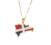 Ckieosh Collar Colgante Mapa - Trendy Esmalte La República Dominicana Mapa Colgante Collar Hombres Mujeres Estilo Étnico Mapa De República Dominicana Encanto Cadena Joyería Amarillo