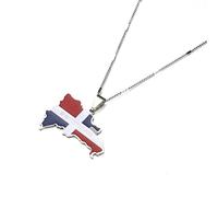Ckieosh Collar Colgante Mapa - Trendy Esmalte La República Dominicana Mapa Colgante Collar Hombres Mujeres Estilo Étnico Mapa De República Dominicana Encanto Cadena Joyería Blanco