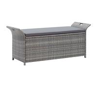 CKioict Banco de balcón, banco de parque, silla de comedor para exterior, banco de baúl con cojín, gris, 138 cm, poliratán, para jardín, patio trasero, césped