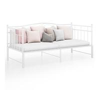 CKioict Cama de dormitorio cama de día doble/cama individual, sofá extensible, estructura de metal blanco, 90 x 200 cm, adecuado para dormitorio, salón, habitación de invitados