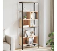 CKioict Estantería de Madera con Estructura Metálica, Librería Industrial para Organizar Libros y Decoración del Hogar, Estante con Patas Ajustables y Amplio Espacio de Almacenamiento