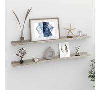 CKioict Estantería de pared para cocina, dormitorio, decoración de pared, 2 unidades, color gris hormigón, 100 x 9 x 3 cm, para dormitorio, salón, baño