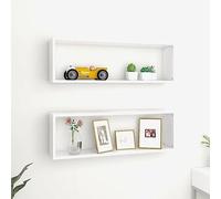 CKioict Estantería para pared, estantería de cocina, DVD, estantería en cubos, 2 unidades, color blanco, 80 x 15 x 26,5 cm, material de madera para salón, cocina, baño