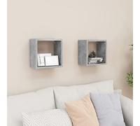 CKioict Estantería para pared, estantería de cocina, DVD, estantería en cubos, 2 unidades, color gris hormigón, 26 x 15 x 26 cm, para salón, cocina, baño