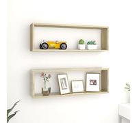 CKioict Estantería para pared, estantería para cocina, DVD, estantería en cubos, 2 unidades, roble Sonoma, 80 x 15 x 26,5 cm, material de madera para salón, cocina, baño