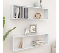 CKioict Estantería para paredes, estantería de cocina, DVD, estantería en cubos, 2 unidades, color blanco, 100 x 15 x 30 cm, material de madera para salón, cocina, baño