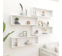CKioict Estantería para paredes, estantería de cocina, DVD, estantería en cubos, 4 unidades, color blanco, 100 x 15 x 30 cm, material de madera para salón, cocina, baño