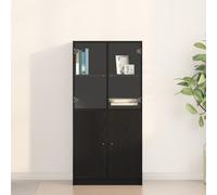 CKioict Highboard con puertas negro roble armario aparadores para sala de estar interior 68x37x142 cm madera