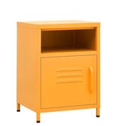 CKioict Juego de 2 Mesillas de Noche Modernas con Estante Abierto y Puerta, Mueble de Acero para Almacenamiento de Libros y Dispositivos Multimedia, Niveladores Ajustables