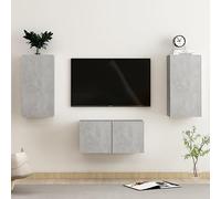 CKioict Juego de 3 armarios de TV para salón, color gris hormigón, para salón, sala de juegos