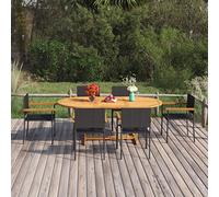 CKioict Juego de muebles de jardín para terraza, juego de 7 piezas, conjunto de comedor de jardín de poliratán negro, ideal para jardines, céspedes, terrazas