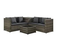 CKioict Juego de muebles de terraza exterior de 4 piezas, juego de salón de jardín con cojines de ratán gris, adecuado para balcones, piscinas, jardines traseros