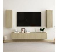 CKioict Juego de muebles de TV para salón, 5 piezas, roble sonoma, material de madera, para salón, sala de juegos