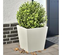 CKioict Macetero 2 unidades, color blanco, macetero para plantas al aire libre, para interior y terraza, 40 x 40 x 40 cm, acero