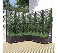 CKioict Macetero con enrejado negro, jardinera para exterior para terraza interior, 120 x 120 x 121,5 cm, polipropileno