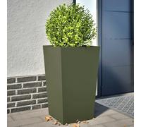 CKioict Macetero de 2 unidades, color verde oliva, para exterior, para terraza, jardín, 45 x 45 x 75 cm, acero