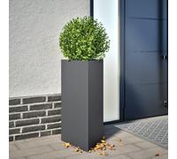 CKioict Macetero de color antracita, triangular, para exteriores, para terraza, interior, 40 x 34,5 x 70 cm, acero