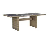 CKioict Mesa auxiliar de camping para exteriores, mesa auxiliar para jardín, 200 x 100 x 74 cm, cristal y ratán sintético, para terrazas, jardines, casas de campo