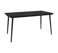 CKioict Mesa auxiliar de camping para jardín, color negro, 150 x 80 x 74 cm, acero y cristal, para terrazas, jardines, casas de campo
