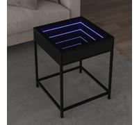 CKioict Mesa de centro con infinito LED negro mesa salón salón muebles para interior comedor 40 x 40 x 51 cm