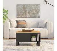 CKioict Mesa de Centro de Madera de Mango Macizo con Patas de Hierro y Amplio Almacenamiento para Sala de Estar | Mueble Auxiliar Resistente y Duradero para Organización del Hogar