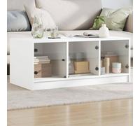 CKioict Mesa de Centro Moderna con Amplio Almacenamiento y Puertas de Cristal para Sala de Estar - Superficie Robusta y Estable para Decoración y Organización del Hogar