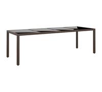 CKioict Mesa de fiesta, mesa de bistró, mesa alta para exteriores, mesa de jardín con tablero de cristal, marrón, poliratán, adecuada para piscinas, jardines, céspedes