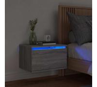 CKioict Mesita de Noche Flotante con Luces LED RGB y Diseño de Pared para Ahorrar Espacio, Material de Madera de Ingeniería Resistente a la Humedad, Mueble Multiusos para Decoración