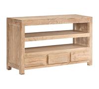 CKioict Mueble de TV con DVD, para salón, mueble de TV, madera de acacia maciza, 90 x 30 x 55 cm, marrón claro, para salón y comedor