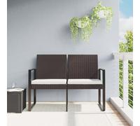 CKioict Silla de ocio al aire libre, tumbona de balcón, banco de jardín de 2 plazas con cojín, color marrón de ratán PP para porche, jardín, piscina