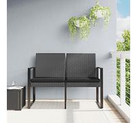 CKioict Silla de ocio al aire libre, tumbona de balcón, banco de jardín de 2 plazas con cojín, gris oscuro, ratán de polipropileno para porche, jardín, piscina