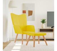 CKioict Silla de relajación con reposapiés Tela Amarillo Mostaza Sillón Relax Moderno con Estructura Acero y Patas Madera para Máximo Confort