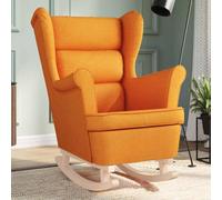 CKioict Silla Mecedora de Tela Amarillo Oscuro Silla Mecedora Tapizada con Reposapiés para Sala u Oficina 74x90x102 cm