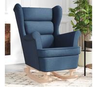 CKioict Silla Mecedora de Tela Azul Silla Mecedora Tapizada con Reposapiés para Sala u Oficina 74x90x102 cm